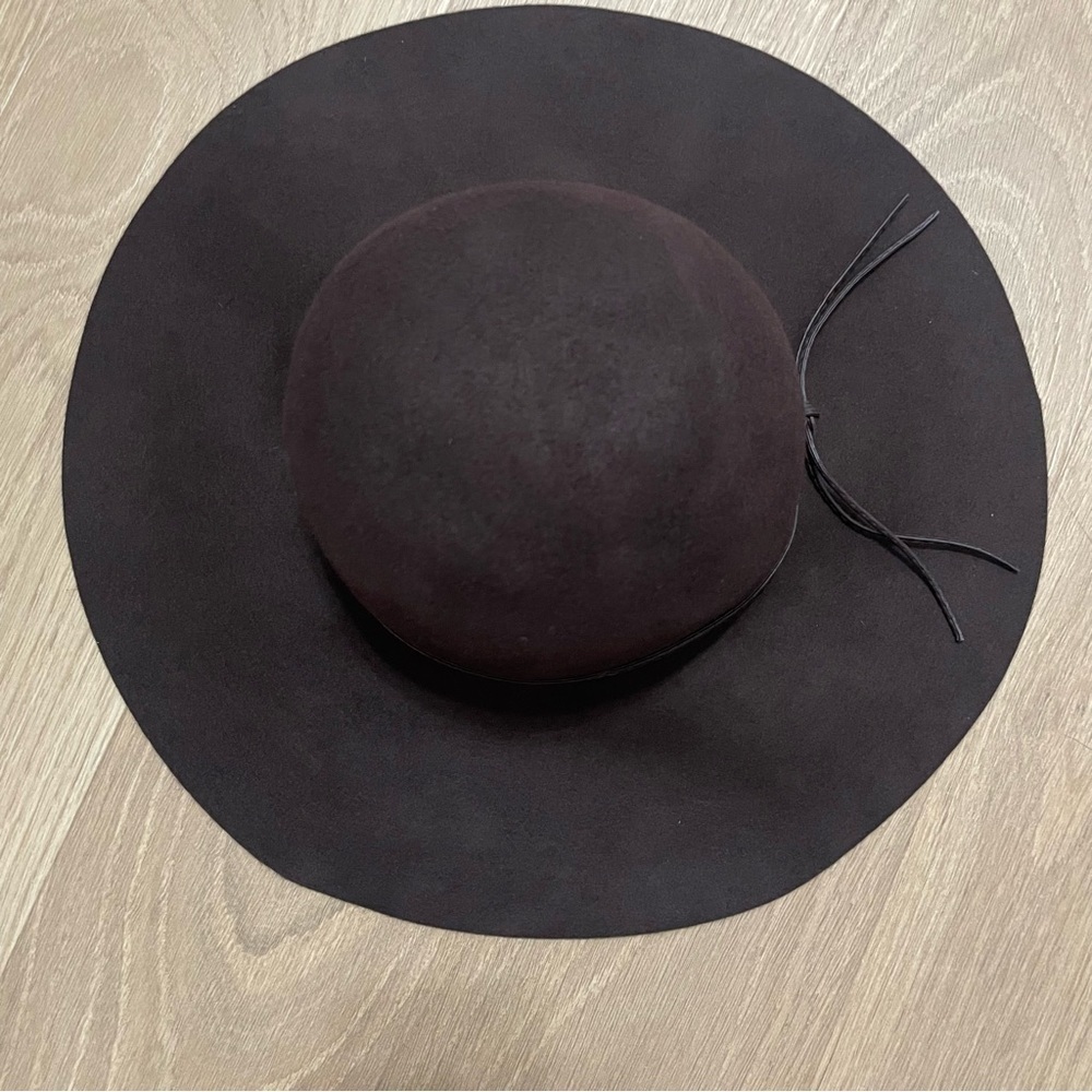 Woman Elegant Brown Wool Wide-Brim Hat winter elegant accessories sophisticated - Picture 5 of 8